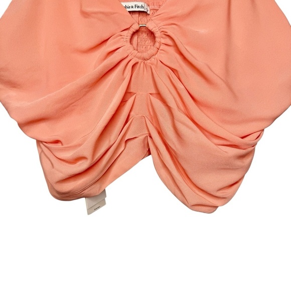 NEW Abercrombie Ruched Coral Pink O Ring Women’s Crop Cami Tank Top Sz L - Picture 6 of 11